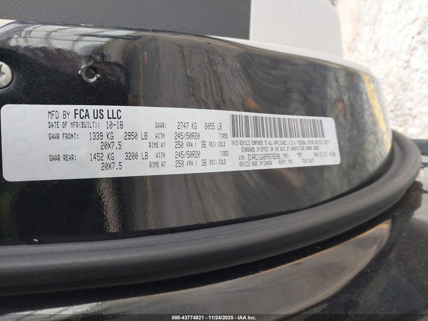 2019 Chrysler Pacifica Limited VIN: 2C4RC1GG8KR576208 Lot: 43774821