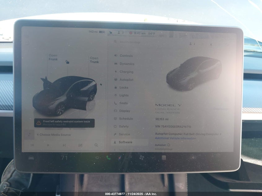 2024 Tesla Model Y Long Range Dual Motor All-Wheel Drive VIN: 7SAYGDEE0RA216715 Lot: 43774977