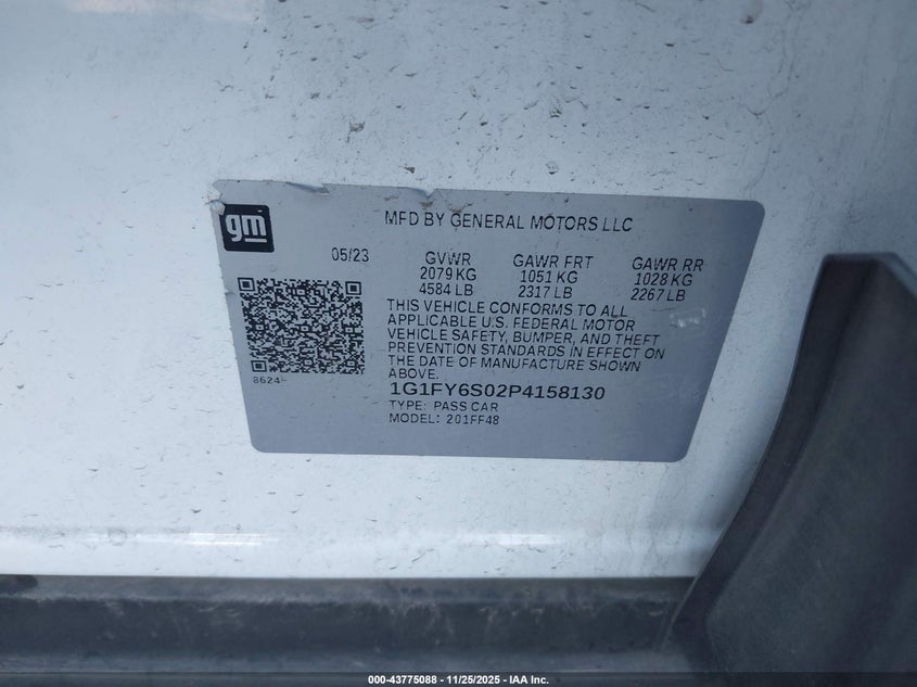 2023 Chevrolet Bolt Euv Fwd Lt VIN: 1G1FY6S02P4158130 Lot: 43775088