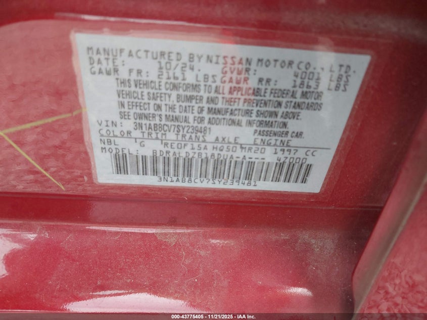 3N1AB8CV7SY239481 2025 NISSAN SENTRA photo no. 9