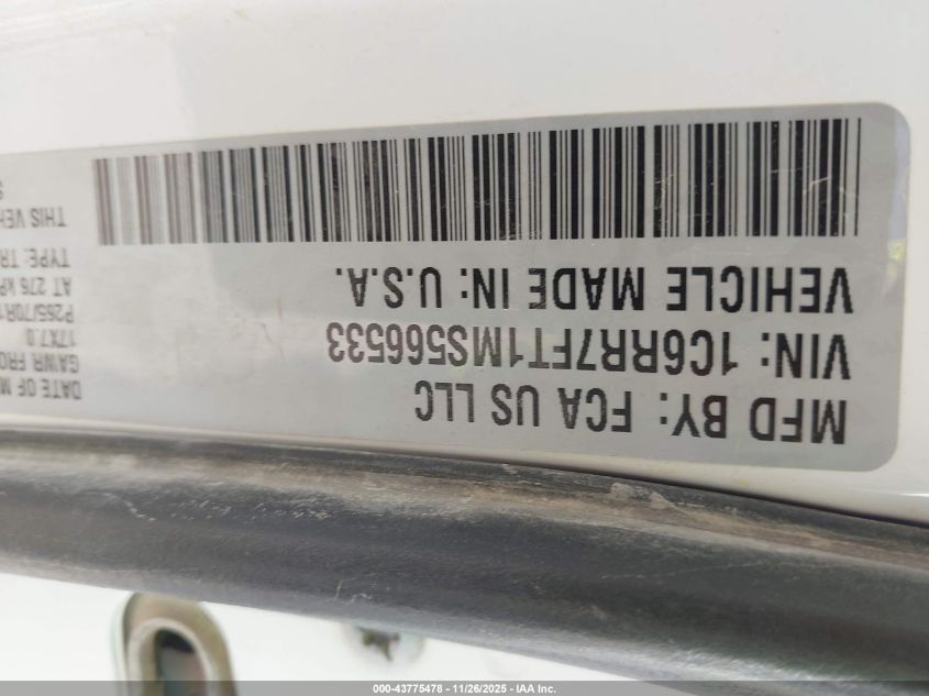 2021 Ram 1500 Classic Tradesman VIN: 1C6RR7FT1MS566533 Lot: 43775478