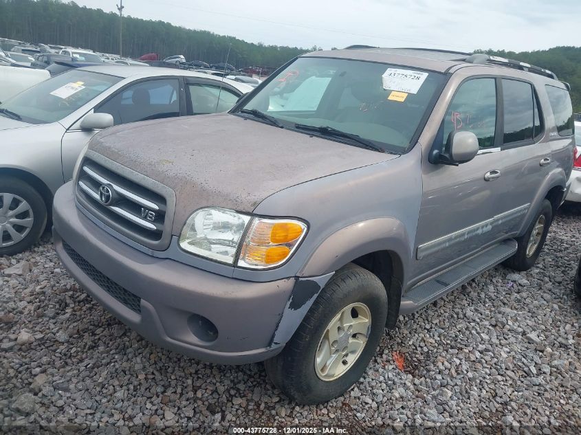 2002 Toyota Sequoia Limited V8 VIN: 5TDZT38A82S076661 Lot: 43775728