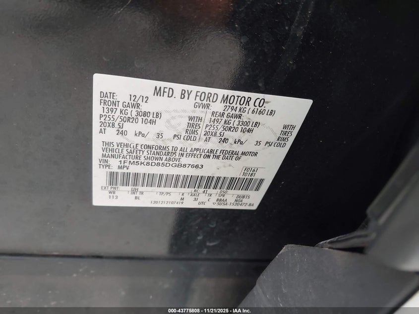 1FM5K8D85DGB87663 2013 FORD EXPLORER photo no. 9