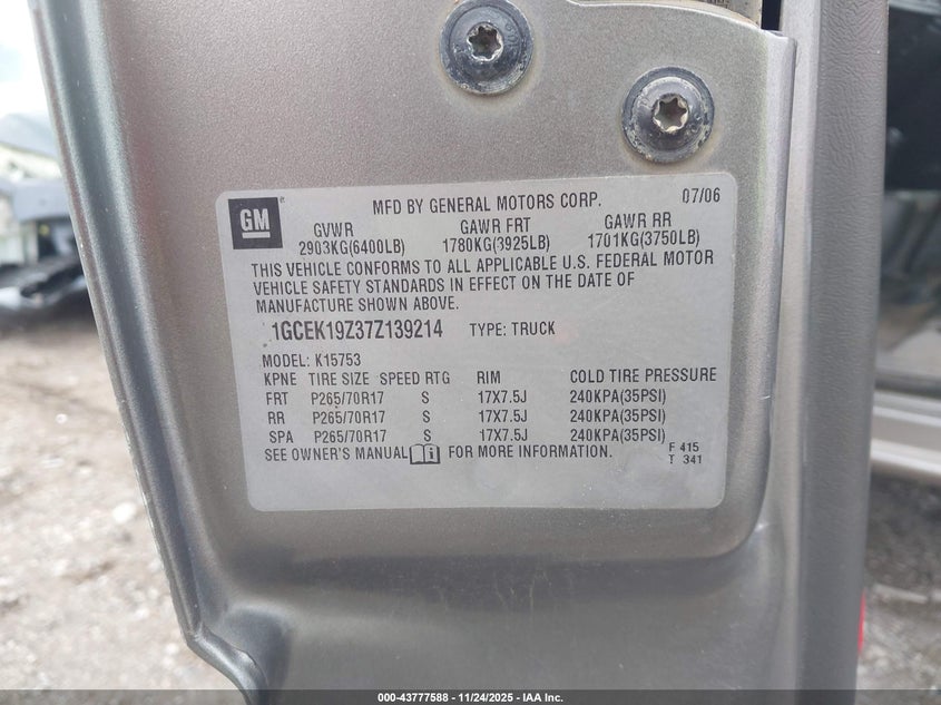 1GCEK19Z37Z139214 2007 CHEVROLET SILVERADO photo no. 9