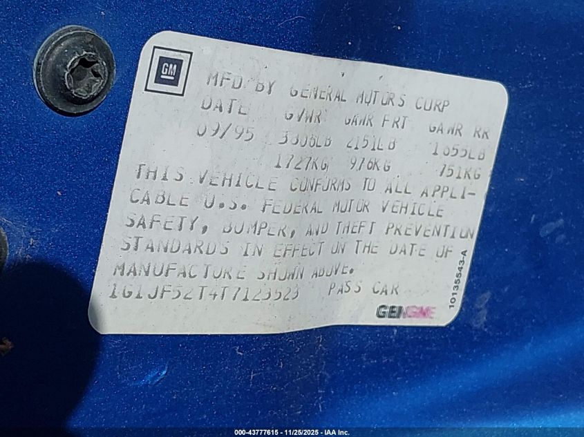 1996 Chevrolet Cavalier Ls VIN: 1G1JF52T4T7123523 Lot: 43777615