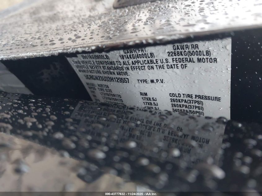 2003 Hummer H2 VIN: 5GRGN23U33H129557 Lot: 43777632