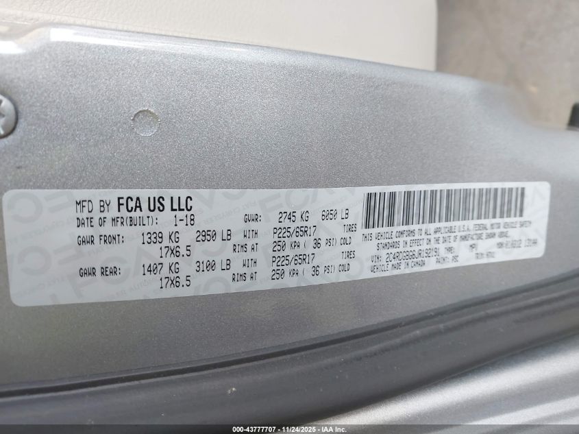 2018 Dodge Grand Caravan Se VIN: 2C4RDGBG6JR192191 Lot: 43777707