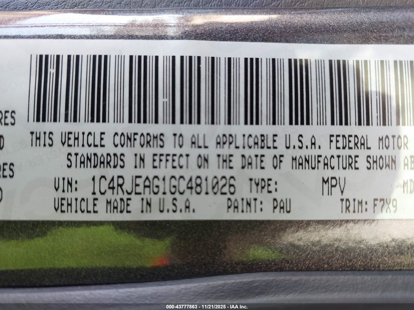 1C4RJEAG1GC481026 2016 JEEP GRAND CHEROKEE photo no. 9