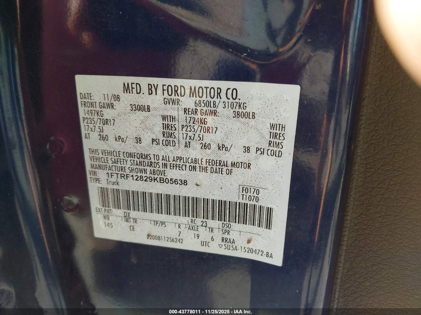 1FTRF12829KB05638 2009 FORD F-150 photo no. 9