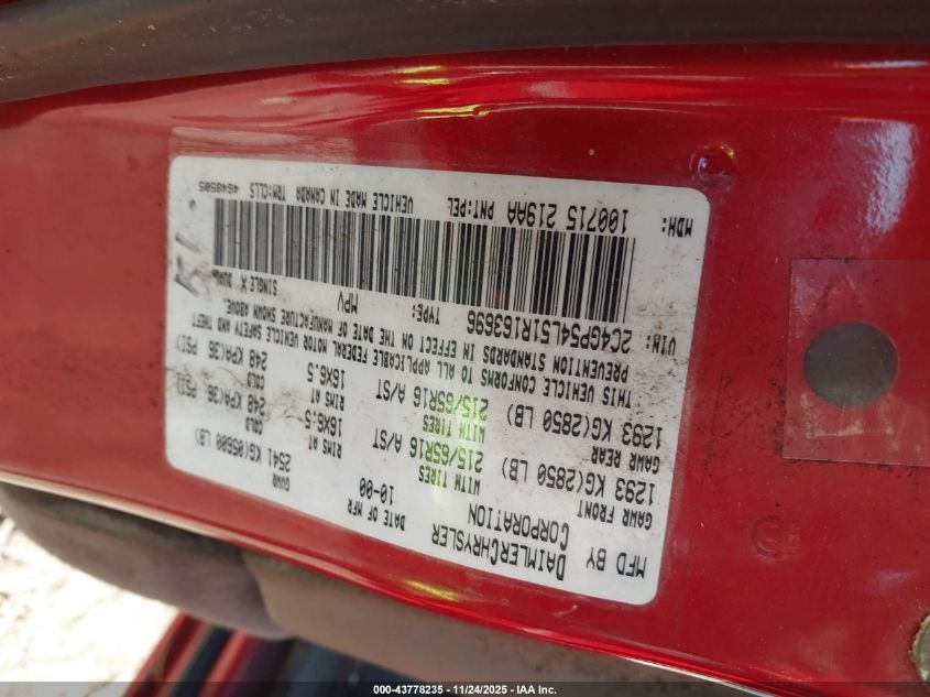 2001 Chrysler Town & Country Lxi VIN: 2C4GP54L51R163696 Lot: 43778235