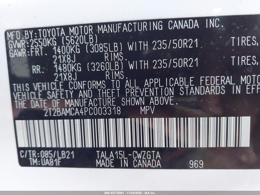 2023 Lexus Rx 350 Premium Plus VIN: 2T2BAMCA4PC003318 Lot: 43778381