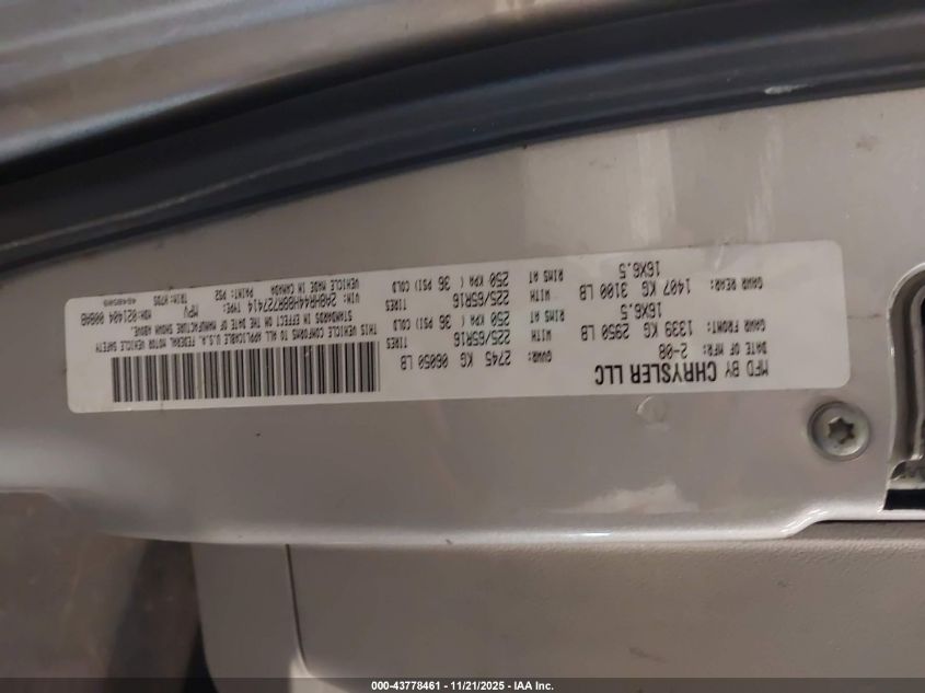 2008 Chrysler Town & Country Lx VIN: 2A8HR44H88R727414 Lot: 43778461