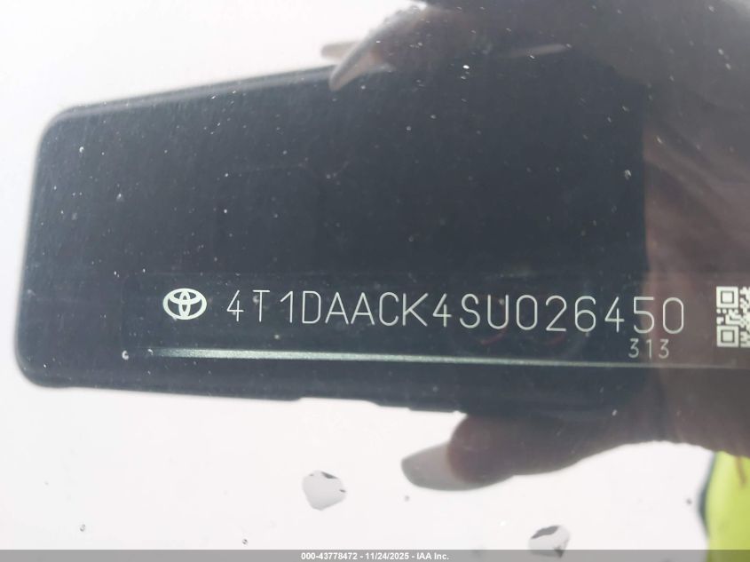 2025 Toyota Camry Le VIN: 4T1DAACK4SU026450 Lot: 43778472