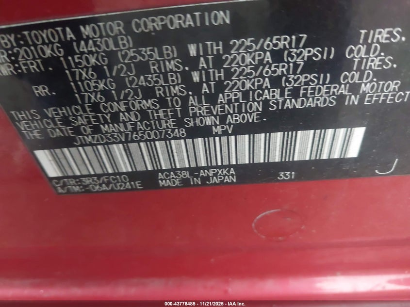 JTMZD33V765007348 2006 TOYOTA RAV 4 photo no. 9