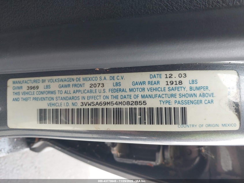3VWSA69M54M082855 2004 VOLKSWAGEN JETTA photo no. 9