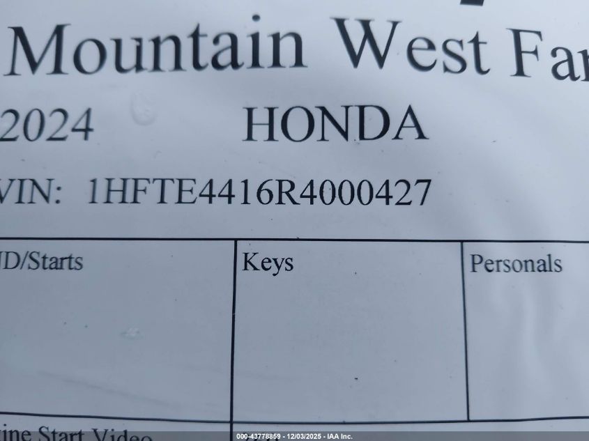 2024 Honda Trx520 Fm VIN: 1HFTE4416R4000427 Lot: 43778859
