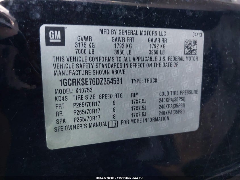 1GCRKSE76DZ354531 2013 CHEVROLET SILVERADO photo no. 9