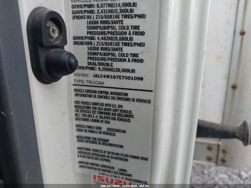 2014 Isuzu Npr Hd Dsl Reg At VIN: JALC4W167E7001098 Lot: 43779049