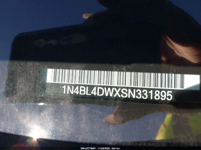 2025 Nissan Altima Sv Awd VIN: 1N4BL4DWXSN331895 Lot: 43779051