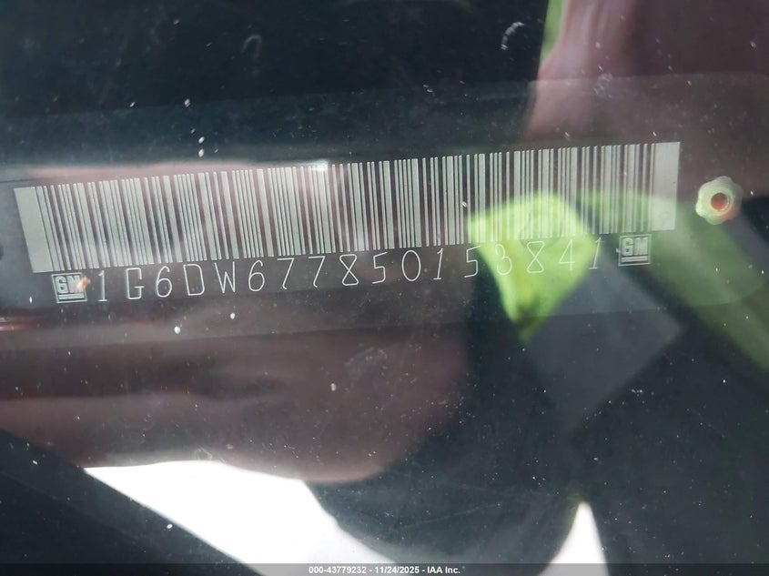 2005 Cadillac Sts V6 VIN: 1G6DW677850153841 Lot: 43779232