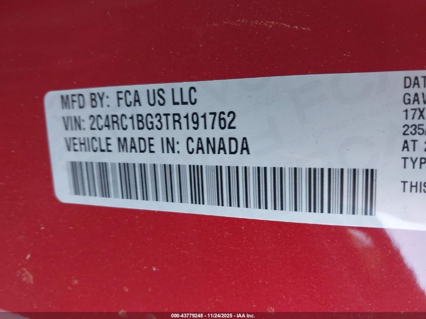 2026 Chrysler Pacifica Select VIN: 2C4RC1BG3TR191762 Lot: 43779248