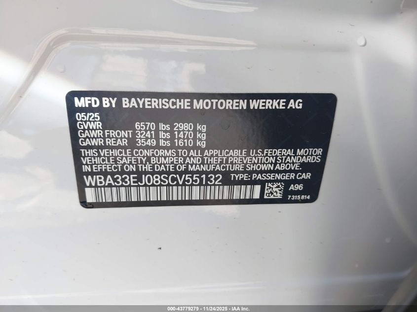 2025 BMW 760Xi VIN: WBA33EJO8SCV55132 Lot: 43779279