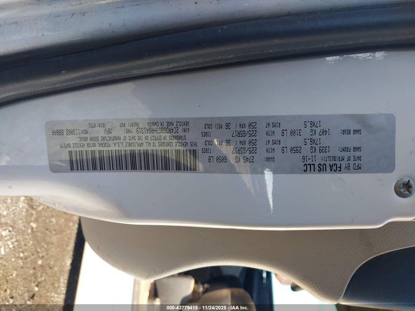 2017 Dodge Grand Caravan Se VIN: 2C4RDGBG3HR641319 Lot: 43779415