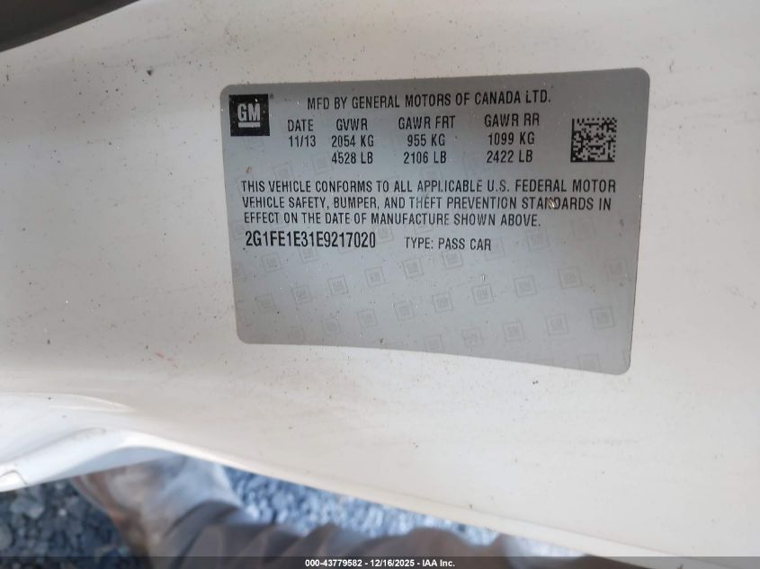 2014 Chevrolet Camaro 1Ls VIN: 2G1FE1E31E9217020 Lot: 43779582