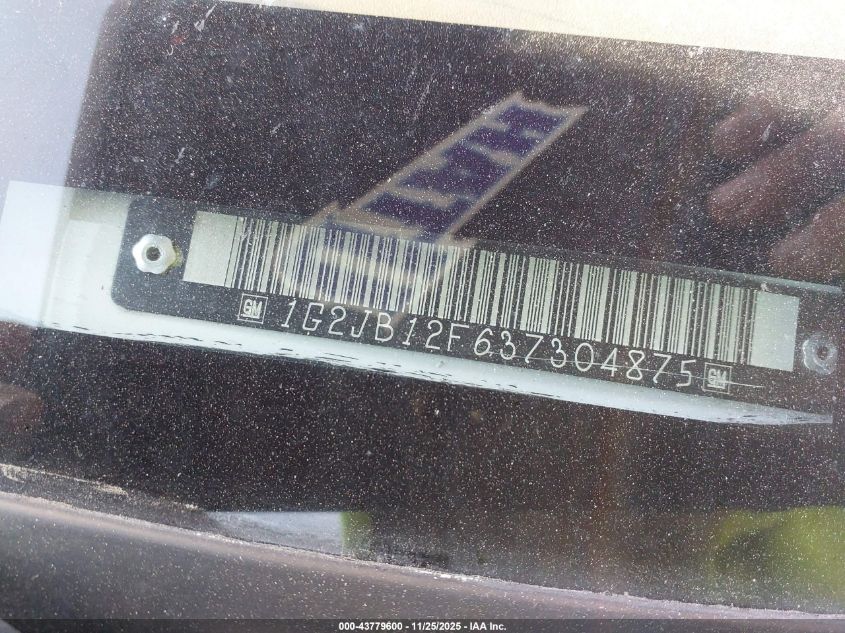 2003 Pontiac Sunfire VIN: 1G2JB12F637304875 Lot: 43779600