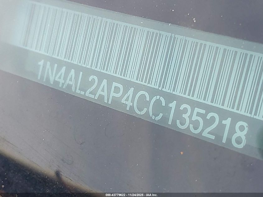 2012 Nissan Altima 2.5 S VIN: 1N4AL2AP4CC135218 Lot: 43779622