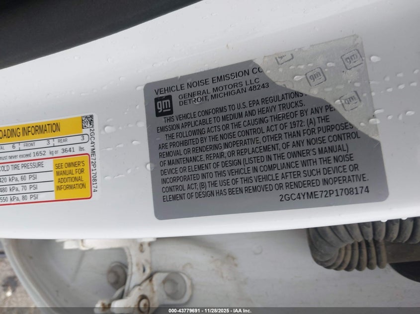 2023 Chevrolet Silverado 2500Hd 4Wd Standard Bed Custom VIN: 2GC4YME72P1708174 Lot: 43779691