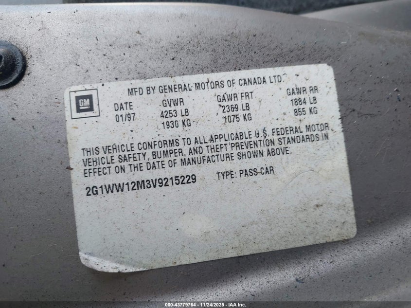 2G1WW12M3V9215229 1997 CHEVROLET MONTE CARLO photo no. 9