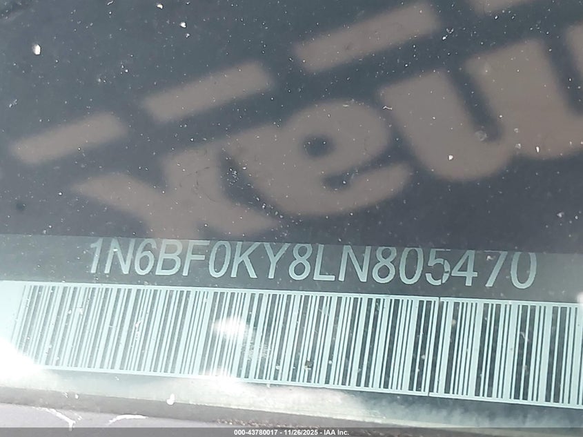 2020 Nissan Nv Cargo Nv2500 Hd Sv Standard Roof V6 VIN: 1N6BF0KY8LN805470 Lot: 43780017