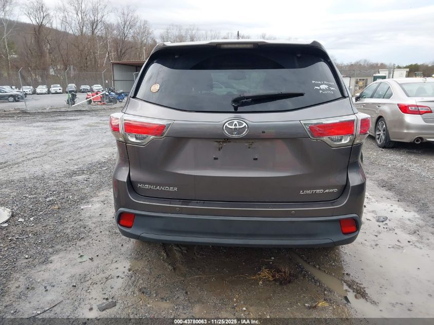 2016 Toyota Highlander Limited V6 VIN: 5TDDKRFHXGS303050 Lot: 43780063