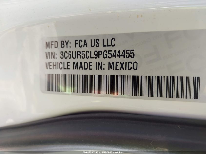 2023 Ram 2500 VIN: 3C6UR5CL9PG544455 Lot: 43780293
