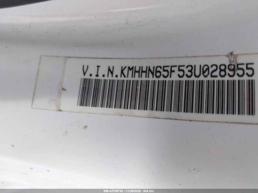 2003 Hyun Tiburon Gt 5-Speed Gt V6 VIN: KMHHN65F53U028955 Lot: 43780730