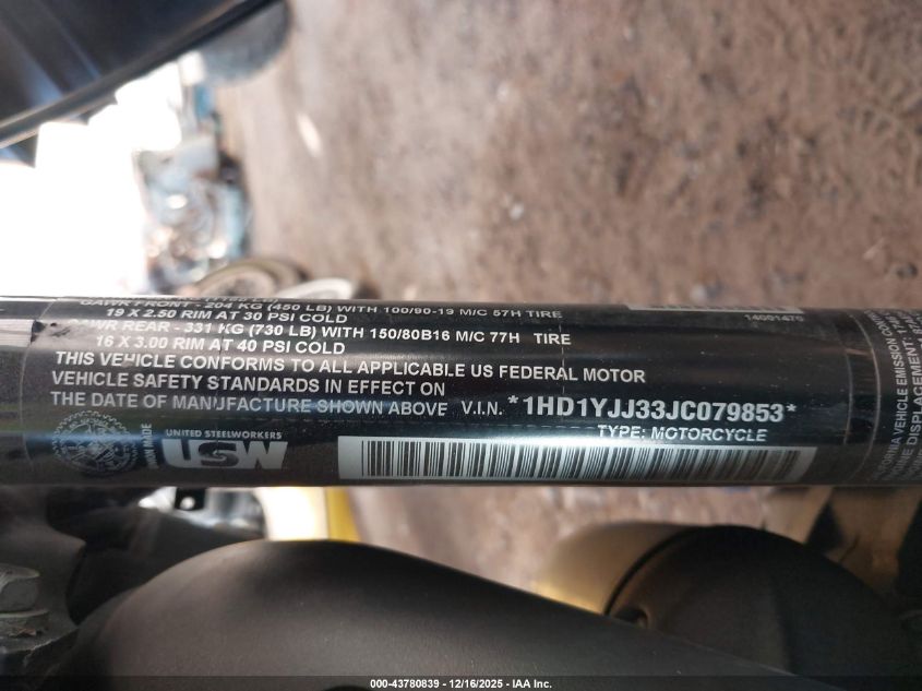 2018 Harley-Davidson Fxbb Street Bob VIN: 1HD1YJJ33JC079853 Lot: 43780839