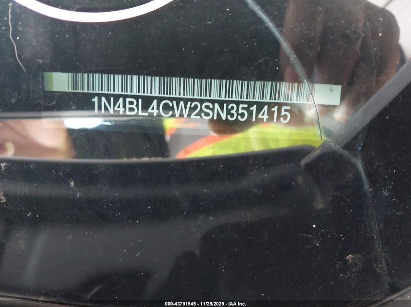 2025 Nissan Altima Sr Awd VIN: 1N4BL4CW2SN351415 Lot: 43781545