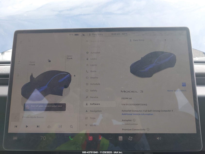 2024 Tesla Model 3 Long Range Dual Motor All-Wheel Drive/Rear-Wheel Drive VIN: 5YJ3E1EAXRF731412 Lot: 43781548