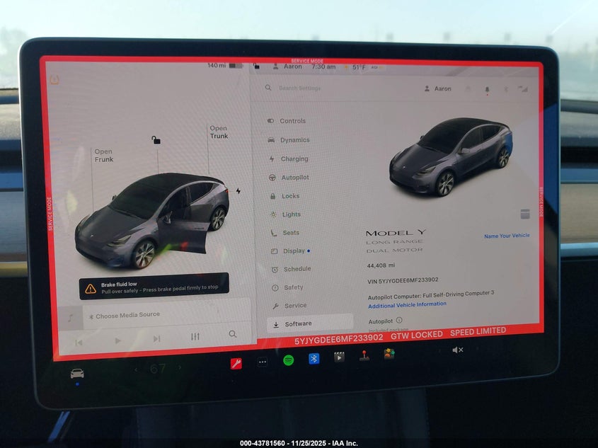 2021 Tesla Model Y Long Range Dual Motor All-Wheel Drive VIN: 5YJYGDEE6MF233902 Lot: 43781560