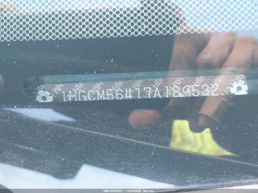 2007 Honda Accord 2.4 Lx VIN: 1HGCM56417A189532 Lot: 43781617