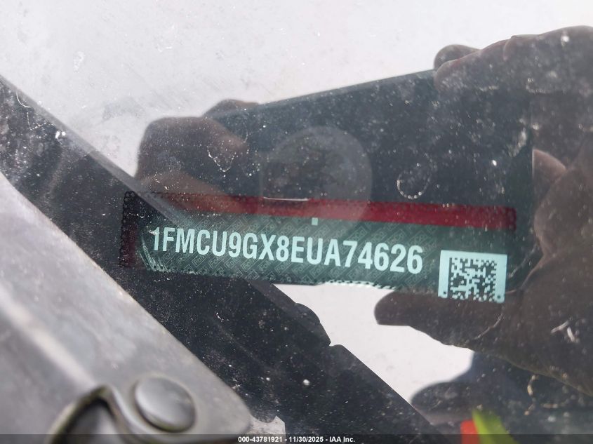 2014 Ford Escape Se VIN: 1FMCU9GX8EUA74626 Lot: 43781921