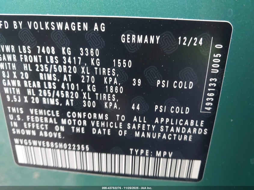 WVG5WVEB8SH022355 2025 VOLKSWAGEN  photo no. 9