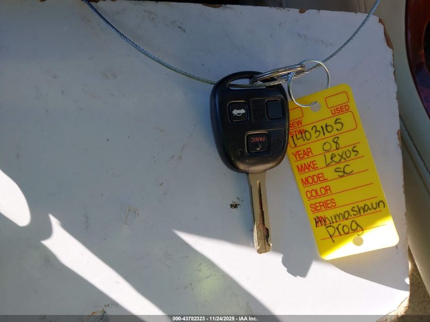 2008 Lexus Sc 430 VIN: JTHFN45Y289017857 Lot: 43782323