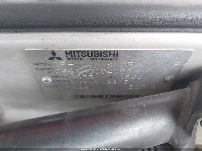 1998 Mitsubishi Lancer Evolution V VIN: 000000CP9A0004096 Lot: 43782350
