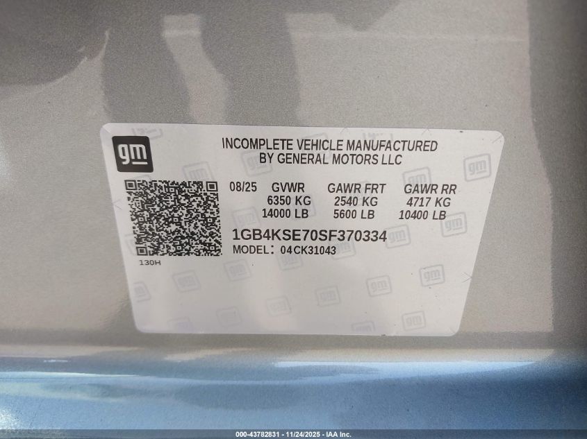 2025 Chevrolet Silverado 3500Hd Chassis Work Truck VIN: 1GB4KSE70SF370334 Lot: 43782831