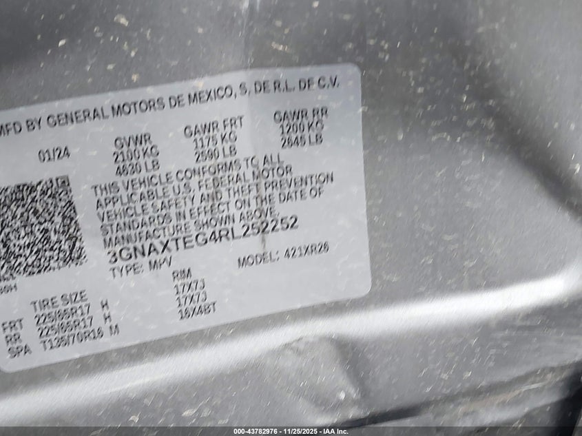 2024 Chevrolet Equinox Awd 2Fl VIN: 3GNAXTEG4RL252252 Lot: 43782976