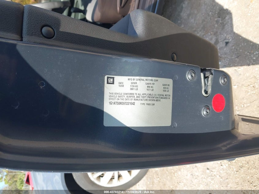 2009 Chevrolet Cobalt Lt VIN: 1G1AT58H397221642 Lot: 43783214