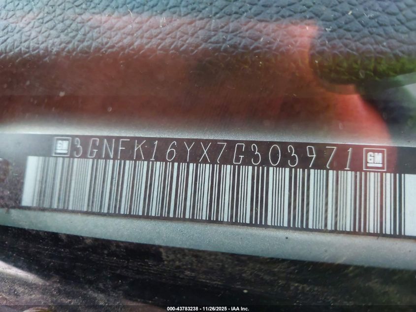 2007 Chevrolet Suburban 1500 Ltz VIN: 3GNFK16YX7G303971 Lot: 43783238