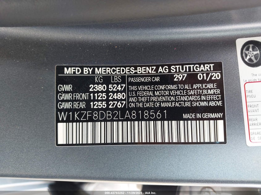 2020 Mercedes-Benz E 350 VIN: W1KZF8DB2LA818561 Lot: 43783252